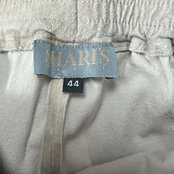 Beige Faux Suede Slim Elastic Band Pants size 44 US 4 -6 sexy soft - Picture 10 of 16